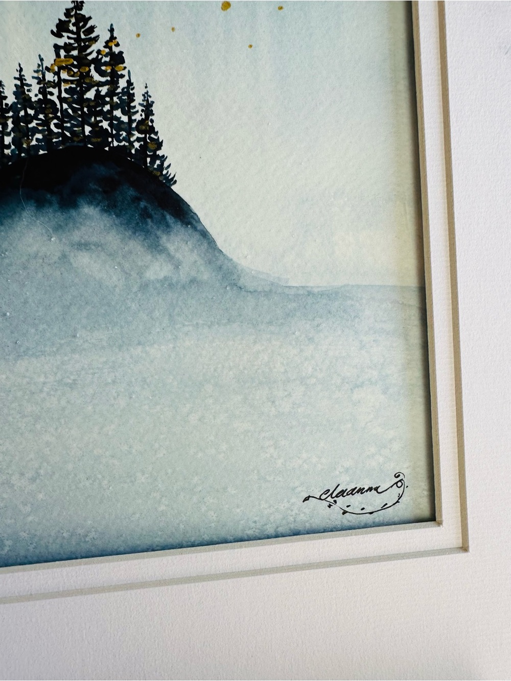 Handmade New Watercolor Painting: Moon over a Hill - Picture 5 of 6